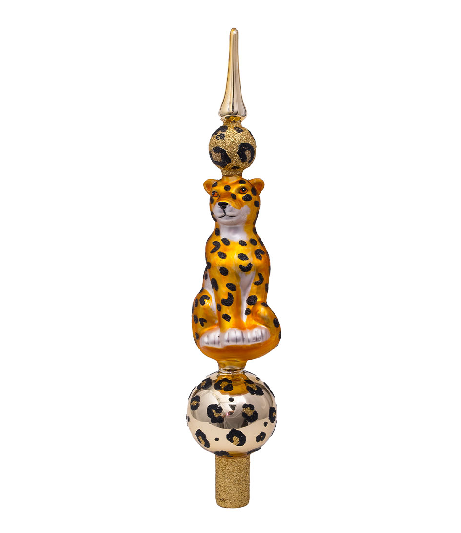 Vondels Christmas decoration Tree Topper Glass Leopard 31 cm Leopard
