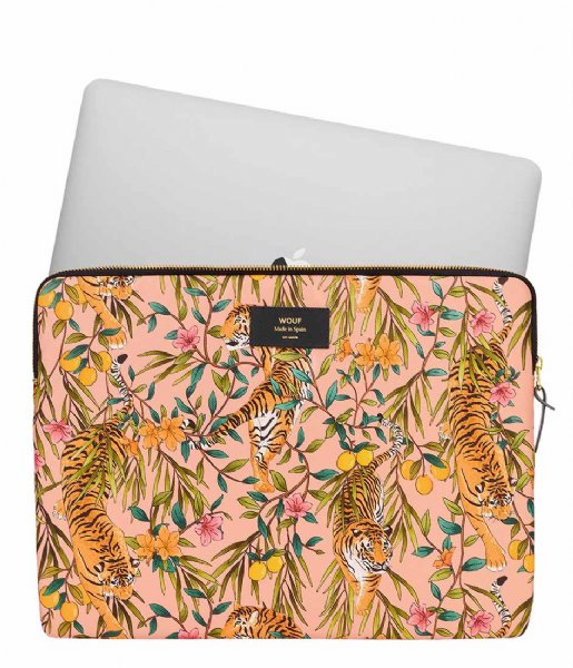 Wouf Laptop sleeve Bengala 15 Inch Pink Orange Green