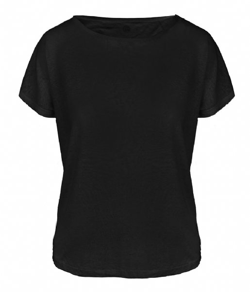 Zusss T-shirt Linnen T-Shirt Boothals Zwart | The